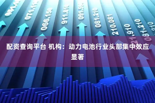 配资查询平台 机构：动力电池行业头部集中效应显著